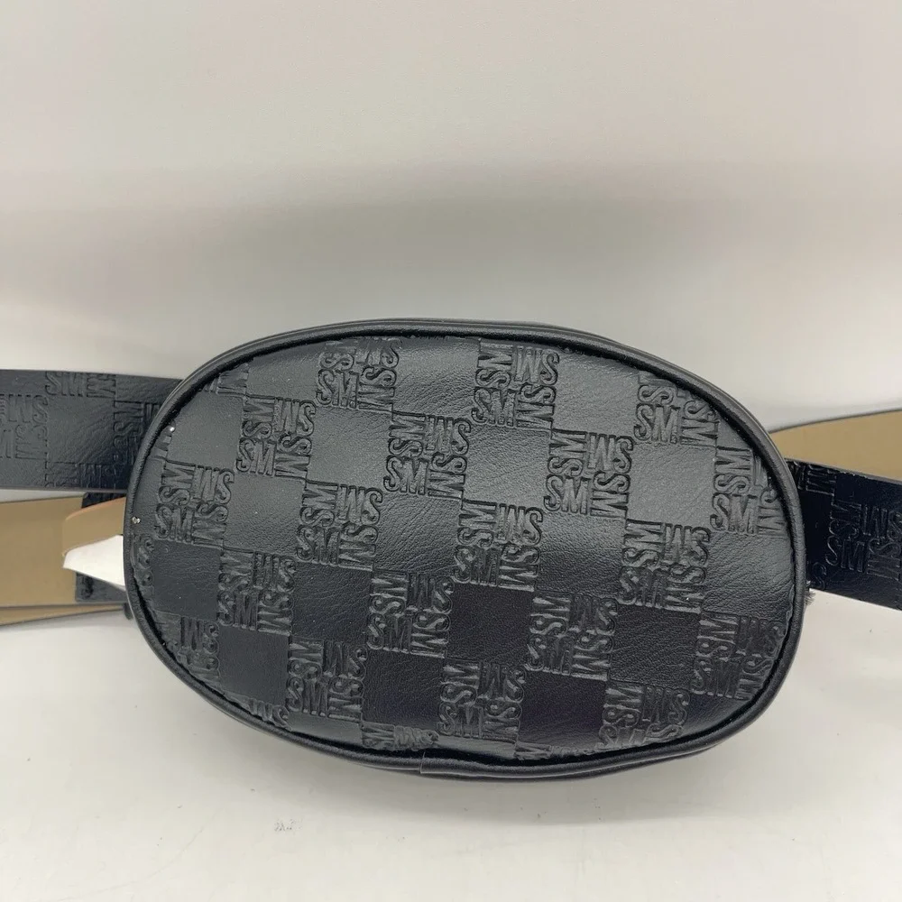 Steve‎ Madden Size 1X Monogram Belt Bag Balck SM83470P Quilted Block Pattern
